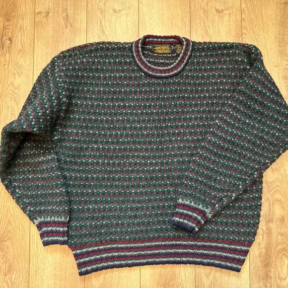 Vintage Eddie Bauer Birdseye Shetland Wool Sweater | Men’s XL | Chunky Knit - Picture 2 of 9